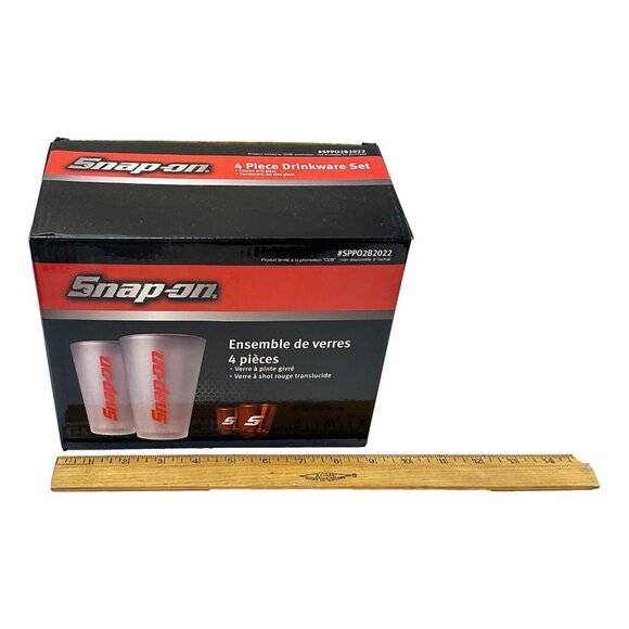 Snap-On Drinkware 4 Glass Box Set New  2 Pilsner and 2 Shot Mens - Picture 14 of 14